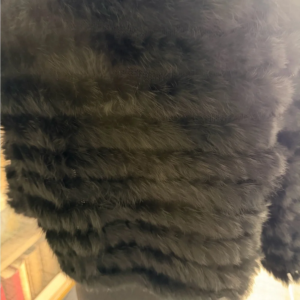 Black (Rabbit)  Fur Bolero Jacket -size S